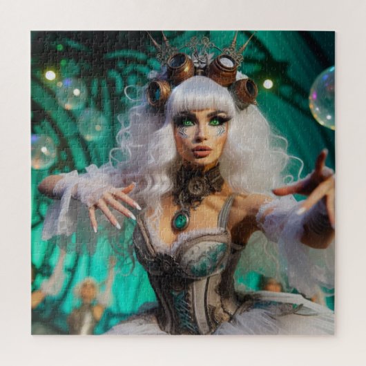 Puzzle Steampunk Victorian Futuristic Green Dancer (Vertical)