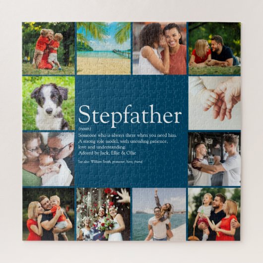 Puzzle Stepfather, Stepdad Définition 12 Photo Blue Fun (Vertical)