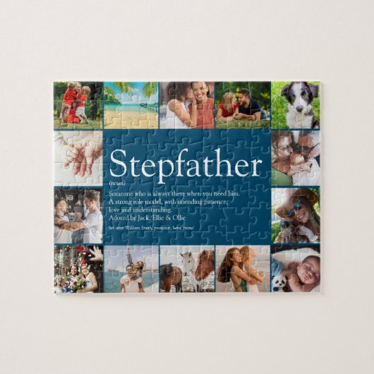 Puzzle Stepfather, Stepdad Définition 14 Photo Bleu (Horizontal)