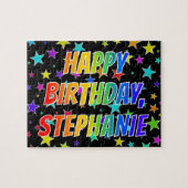 Puzzle "STEPHANIE" First Name, Fun "HAPPY BIRTHDAY" (Horizontal)