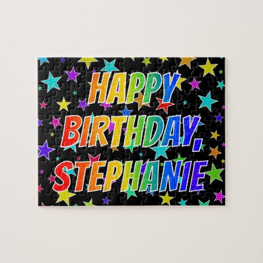 Puzzle "STEPHANIE" First Name, Fun "HAPPY BIRTHDAY" (Horizontal)