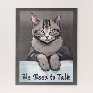 Puzzle Stern Tabby Cat exige une discussion sérieuse