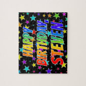 Puzzle "STEVEN" Prénom, Amusant "HEUREUX ANNIVERSAIRE" (Vertical)