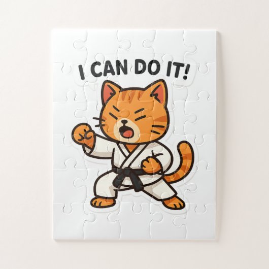 Puzzle Sticker Karate Cat (Vertical)