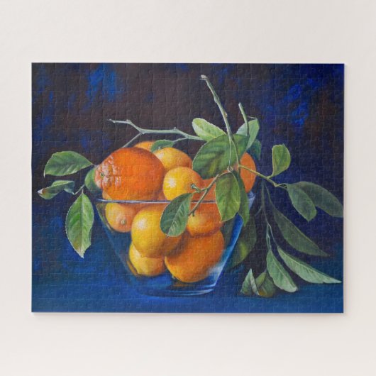 Puzzle Still Life with Lemons and Orange Branch (Horizontal)