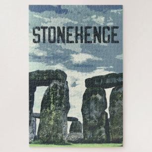 Puzzle Stonehenge Angleterre rétro poster vintage Postca