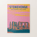 Puzzle Stonehenge Art Retro Illustration<br><div class="desc">OEuvre vectorielle de Stonehenge. Il se compose d'un anneau extérieur de pierres debout sarsen verticales, chacune d'une hauteur de 13 pieds, d'une largeur de sept pieds, et pesant environ 25 tonnes, surmonté d'une connexion de pierres de lintel horizontales.</div>