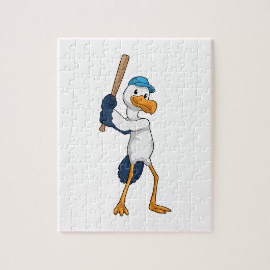 Puzzle Stork au baseball avec batte de baseball (Vertical)