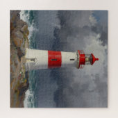 Puzzle Stormy Red Lighthouse Coastal (Horizontal)
