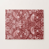 Puzzle Strawberry Thief Maroon, William Morris (Horizontal)