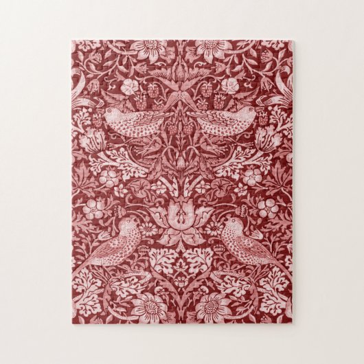 Puzzle Strawberry Thief Maroon, William Morris (Vertical)