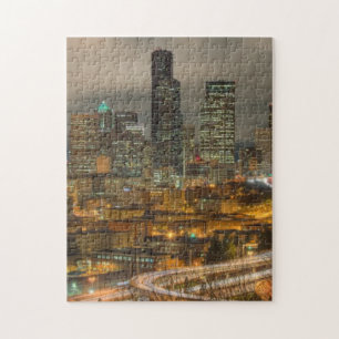 Puzzle Stries claires des voitures la nuit