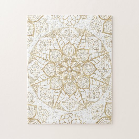 Puzzle Style Boho Blanc Or Mandala Floral (Vertical)