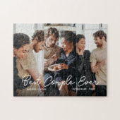 Puzzle Style Couple Photo Script Typographie Collage (Horizontal)