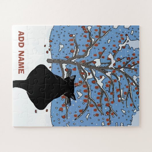 Puzzle Style de Noël du chat noir (Horizontal)