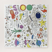 Puzzle Style Doodle, illustration du thème spatial. (Horizontal)