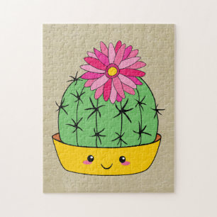 Puzzle Style japonais Kawaii Cactus avec dessin à fleurs