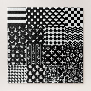Puzzle Style minimaliste Motif mixte noir blanc