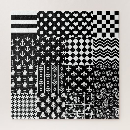 Puzzle Style minimaliste Motif mixte noir blanc (Vertical)