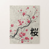 Puzzle Style oriental Sakura Cherry Blossom Art (Vertical)