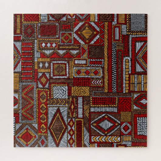 Puzzle Style Patchwork Impression ethnique brodée (Horizontal)