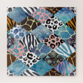Puzzle Style Patchwork, motif de collage aquarelle. (Horizontal)