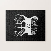 Puzzle Style Real Men Love Cats sur un décor noir (Horizontal)