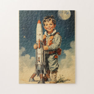 Puzzle Style rétro astronaute garçon