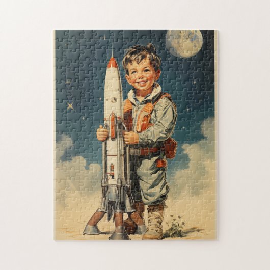 Puzzle Style rétro astronaute garçon (Vertical)