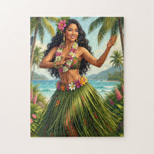 Puzzle Style Vintage Fille Hula Hawaïen Voyage