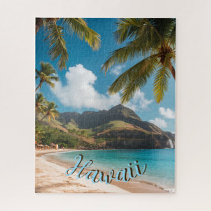 Puzzle Style Vintage Hawaïen Palmiers Mer Bleu Ciel Voyag