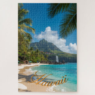 Puzzle Style Vintage Hawaïen Palmiers Mer Ciel Voyage