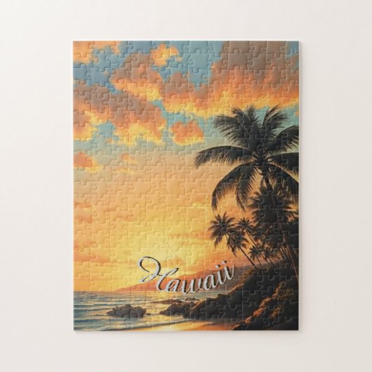 Puzzle Style vintage Hawaii Travel Coast Sea Sunset (Vertical)