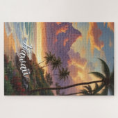 Puzzle Style vintage Hawaiian Travel Honolulu Mid-Pacific (Horizontal)