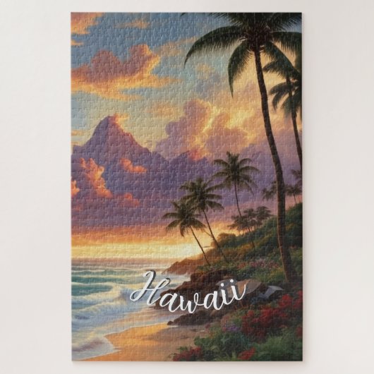 Puzzle Style vintage Hawaiian Travel Honolulu Mid-Pacific (Vertical)