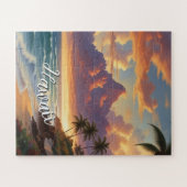 Puzzle Style vintage Hawaiian Travel Honolulu Mid-Pacific (Horizontal)
