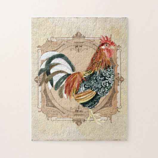 Puzzle Style vintage Pays Français Rustique Barne Rooster (Vertical)