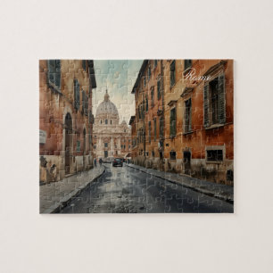 Puzzle Style Vintage Rome Voyage Aquarelle Italienne