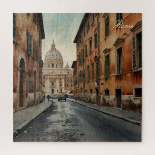 Puzzle Style Vintage Rome Voyage Aquarelle Italienne