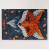 Puzzle Stylized Fox Illustration with Floral Background (Horizontal)