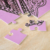 Puzzle Stylo et encre orange violet Abstrait Art Floral (Côté)