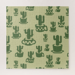 Puzzle Succulent cactus silhouette in cups and pots
