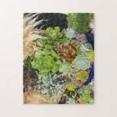 Puzzle Succulents colorés à l'herbe d'argent (Vertical)