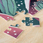 Puzzle Succulents en vert et rose (Côté)