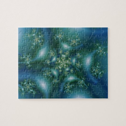 Puzzle Sucré | Art fractal bleu et vert (Horizontal)