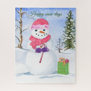 Puzzle Sucre de canne Snowman Joyeux jours de neige Puzzl