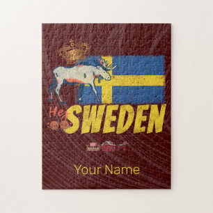 Puzzle Suède Pavillon Vintage Retro Moose Holiday Souveni