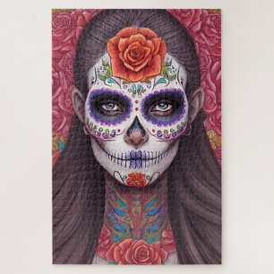 Puzzle Sugar Skull Art - Avec femme en maquillage crânien