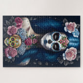 Puzzle Sugar Skull Art - Ftripe femme dans le maquillage (Horizontal)