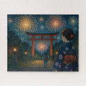 Puzzle Summer Fireworks and a Yukata Girl at the Torii Ga (Horizontal)